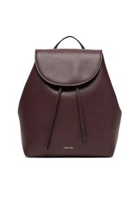 Calvin Klein Plecak Foil Logo Flap Backpack LV04F3297G Bordowy. Kolor: czerwony. Materiał: skóra