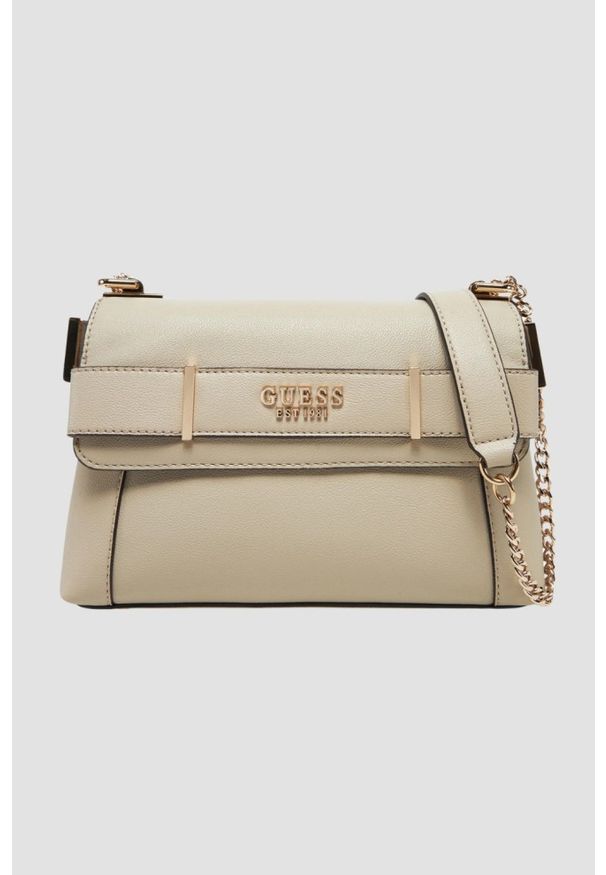 Guess - GUESS Taupe damska torebka Anadela. Kolor: beżowy. Materiał: skórzane