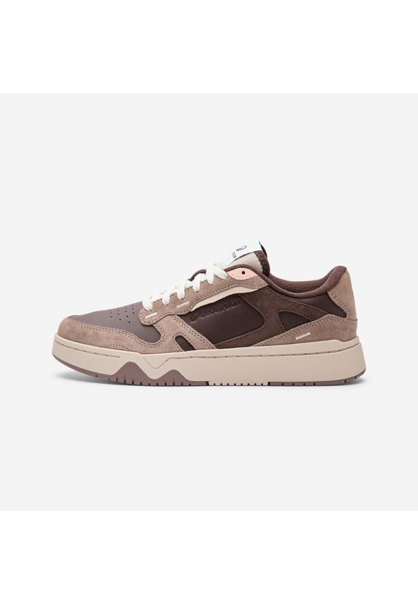 Decathlon - Sneakersy damskie CJ80 zamszowe. Kolor: beżowy, brązowy, wielokolorowy. Materiał: zamsz. Szerokość cholewki: normalna
