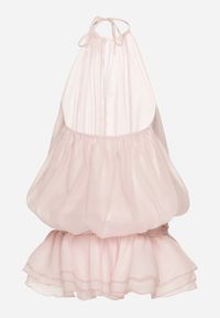 Born2be - Różowa Sukienka z Bawełną Falbanką i Odkrytymi Plecami Firavette. Kolor: różowy. Materiał: bawełna. Sezon: lato. Styl: elegancki #7