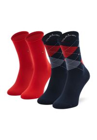 TOMMY HILFIGER - Zestaw 2 par wysokich skarpet damskich Tommy Hilfiger 443016001 Midnight Blue 563. Materiał: materiał #1