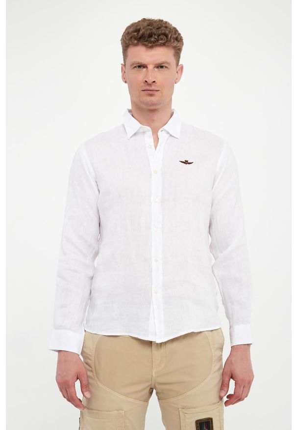 Aeronautica Militare - Koszula męska lniana AERONAUTICA MILITARE. Materiał: len