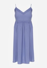 Renee - Niebieska Wiskozowa Sukienka na Regulowanych Ramiączkach z Haftem i Lampasami Nelmina. Okazja: na co dzień. Kolor: niebieski. Materiał: wiskoza. Długość rękawa: na ramiączkach. Wzór: haft. Typ sukienki: proste, sportowe. Styl: elegancki, sportowy, casual #3