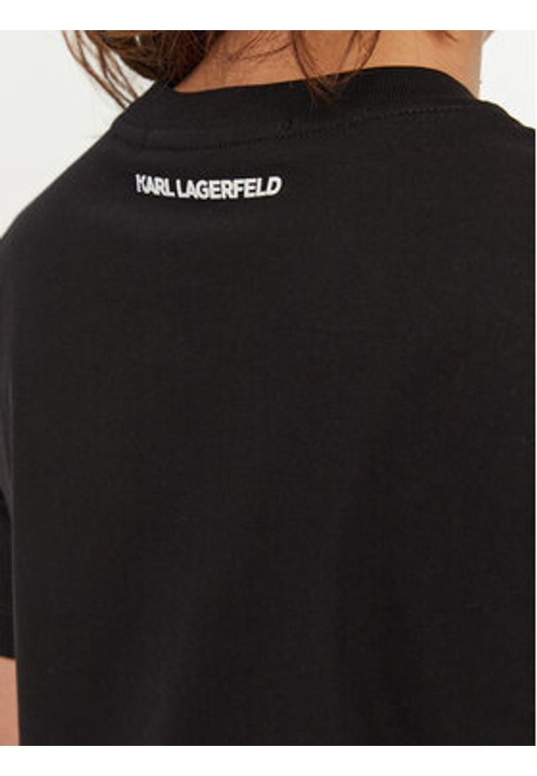 Karl Lagerfeld - KARL LAGERFELD T-Shirt A1W17128 Czarny Regular Fit. Typ kołnierza: dekolt w karo. Kolor: czarny. Materiał: bawełna
