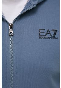 EA7 Emporio Armani bluza bawełniana 8NPM03.PJ05Z.NOS męska z kapturem gładka. Okazja: na co dzień. Typ kołnierza: kaptur. Kolor: niebieski. Materiał: bawełna. Wzór: gładki. Styl: casual #2