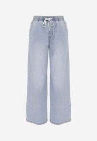 Born2be - Niebieskie Jeansy z Lyocellem i Bawełną o Szerokim Kroju z Wiązaniem Zolia. Okazja: na co dzień. Kolor: niebieski. Styl: casual #8