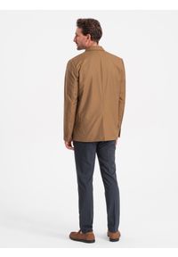 Ombre Clothing - Klasyczna marynarka męska z kieszenią na poszetkę - karmelowa V2 - Rozmiar: XXL. Materiał: poliester. Styl: klasyczny #8