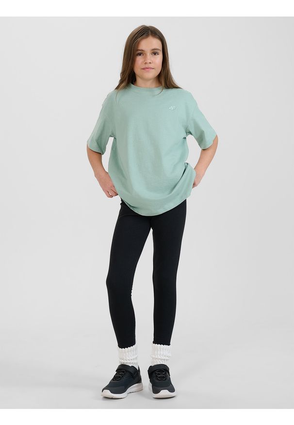 4f - 4F Legginsy dzianinowe dziewczęce - czarne 122 (6-7 lat). Kolor: czarny. Materiał: dzianina. Sezon: lato