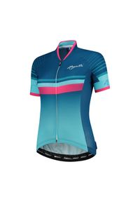 ROGELLI - Bardzo lekka koszulka kolarska damska Rogelli IMPRESS, z krótkim rękawem. Kolor: niebieski, wielokolorowy, różowy. Długość rękawa: krótki rękaw. Długość: krótkie. Sport: kolarstwo #1
