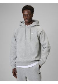 4f - 4F Bluza dresowa regular z kapturem męska - szara XXL. Okazja: na co dzień. Typ kołnierza: kaptur. Kolor: szary. Materiał: dresówka. Długość rękawa: raglanowy rękaw. Styl: casual, sportowy #1
