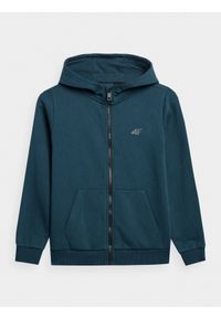 4f - 4F Bluza dresowa rozpinana z kapturem chłopięca 140 (9-10 lat). Okazja: na co dzień. Typ kołnierza: kaptur. Kolor: niebieski. Materiał: dresówka. Sezon: lato. Styl: casual #1