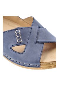 Niebieskie Sandały Armodo Wygodne Obuwie Damskie. Okazja: na spacer, na co dzień. Zapięcie: rzepy. Kolor: niebieski. Materiał: skóra. Wzór: ażurowy. Styl: casual #6