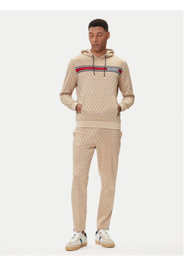 Guess Bluza Z4BQ30 K7122 Beżowy Regular Fit. Kolor: beżowy. Materiał: syntetyk, bawełna