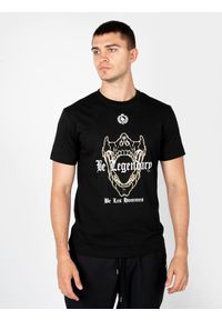 Les Hommes T-Shirt "Be Legendary" | LBT1030700P | Mężczyzna | Czarny. Kolor: czarny. Materiał: elastan, bawełna. Wzór: nadruk. Styl: elegancki, klasyczny