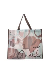 Torba zakupowa damska Anekke, wykonana z wytrzymałego materiału syntetycznego z dekoracyjnym nadrukiem pojemna, beżowa, 42474-910. Kolor: beżowy. Wzór: nadruk. Styl: casual, elegancki. Rodzaj torebki: na ramię #5