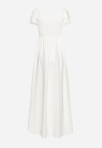 Born2be - Biała Rozkloszowana Sukienka z Elastyczną Górą i Gumką w Talii Aliexava. Okazja: na co dzień. Typ kołnierza: dekolt kwadratowy. Kolor: biały. Typ sukienki: proste. Styl: casual, elegancki #3