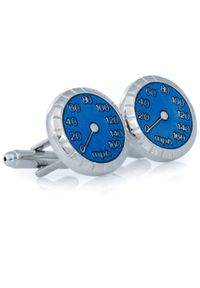 Modini - Srebrno-niebieskie spinki do mankietów - prędkościomierz U52. Kolor: srebrny, wielokolorowy, niebieski #1