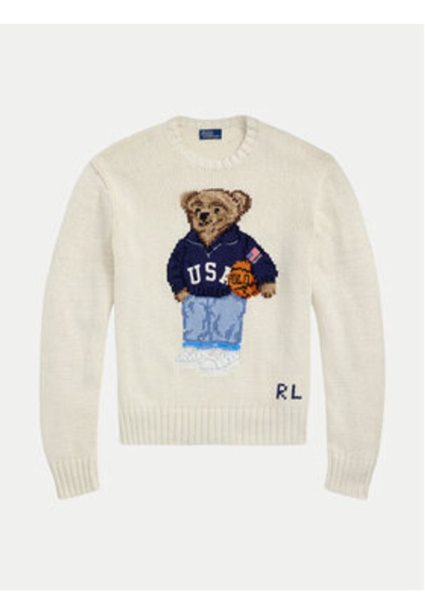Polo Ralph Lauren Sweter 211966255001 Écru Relaxed Fit. Typ kołnierza: polo. Materiał: bawełna
