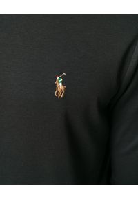 Ralph Lauren - RALPH LAUREN - Czarna bluzka polo z haftowanym logo. Typ kołnierza: polo. Kolor: czarny. Materiał: bawełna. Długość rękawa: długi rękaw. Długość: długie. Wzór: haft. Styl: klasyczny