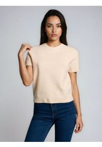 Sinsay - Bluzka swetrowa z domieszką wełny - beżowy. Kolor: beżowy. Materiał: wełna