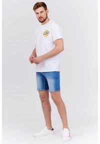 Guess - GUESS Biały bawełniany t-shirt męski sunset and palm trees, Rozmiar M. Kolor: biały. Materiał: bawełna. Wzór: nadruk #5