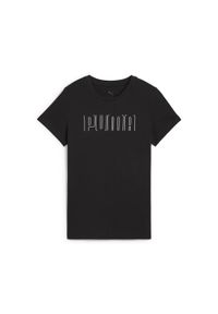Puma - Damska koszulka PUMA SPORT z grafiką PUMA Black. Kolor: czarny. Materiał: guma. Wzór: nadruk