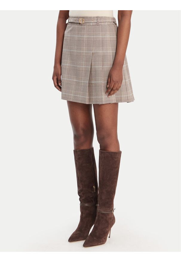 Guess Spódnica mini W6RD55 WJ642 Brązowy Regular Fit. Kolor: brązowy. Materiał: syntetyk