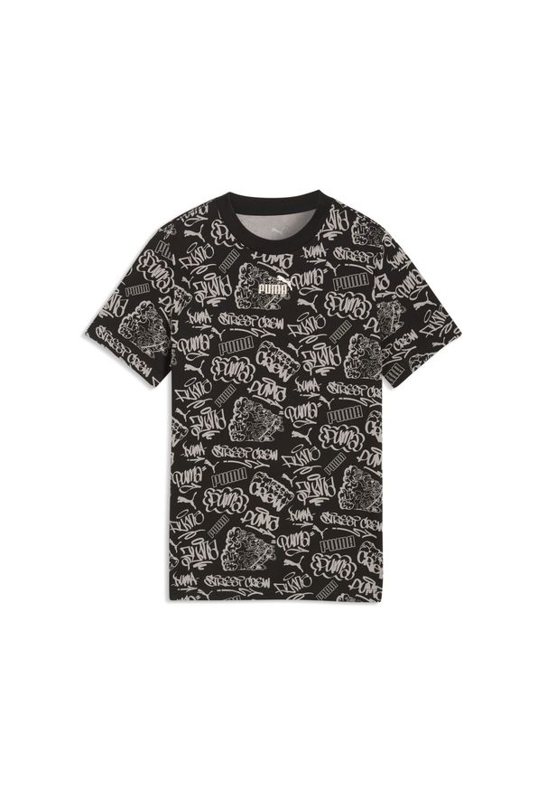 Puma - Młodzieżowa koszulka MID 90s z nadrukiem PUMA. Kolor: czarny. Wzór: nadruk. Sezon: lato. Sport: joga i pilates