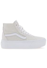 Buty Vans Soft Suede SK8-Hi Tapered Stackform VN0A5JMKBGF1 - szare. Okazja: na co dzień. Kolor: szary. Materiał: zamsz, guma, tkanina. Szerokość cholewki: normalna. Obcas: na platformie. Model: Vans SK8 #1