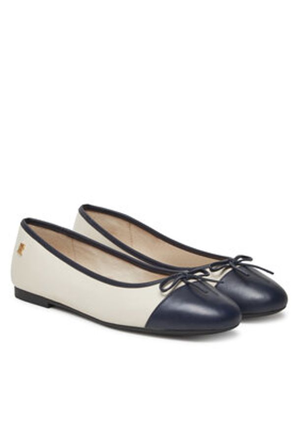 TOMMY HILFIGER - Tommy Hilfiger Baleriny Toe Cap Leather Ballerina FW0FW08759 Beżowy. Kolor: beżowy. Materiał: skóra