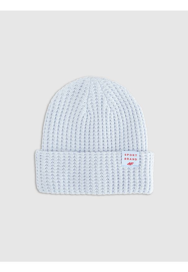 4f - 4F Czapka zimowa dziewczęca - niebieska Uniwersalny. Kolor: niebieski. Materiał: dzianina. Sezon: zima. Styl: casual, klasyczny, sportowy