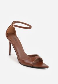Renee - Brązowe Eleganckie Sandały w Szpic na Szpilce ze Sprzączką Murierah. Okazja: na imprezę, na co dzień. Zapięcie: sprzączka. Kolor: brązowy. Materiał: jeans. Obcas: na szpilce. Styl: elegancki #9