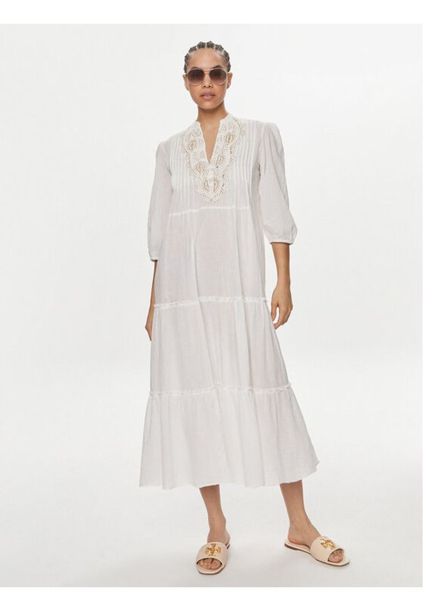 LOLA CASADEMUNT Sukienka letnia LS2416035 Biały Relaxed Fit. Kolor: biały. Materiał: bawełna. Sezon: lato
