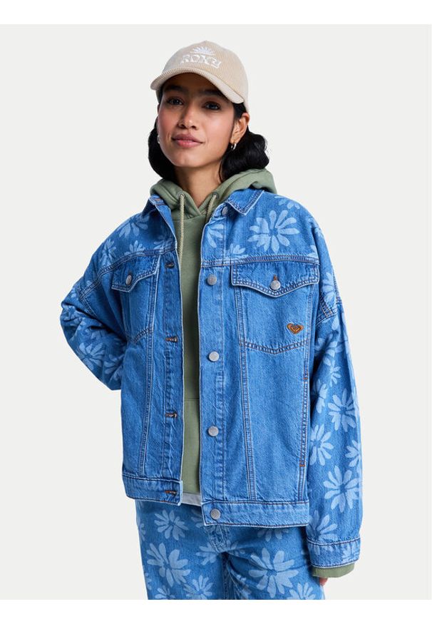 Roxy Kurtka jeansowa Salty Horizon ERJJK03700 Niebieski Regular Fit. Kolor: niebieski. Materiał: bawełna