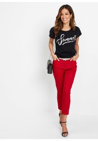 bonprix - Shirt z cekinami. Kolor: czarny. Wzór: napisy #2