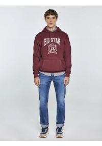 Big-Star - Bluza męska z kapturem z haftem bordowa Adam 604. Typ kołnierza: kaptur. Kolor: czerwony. Materiał: dzianina. Wzór: haft #5