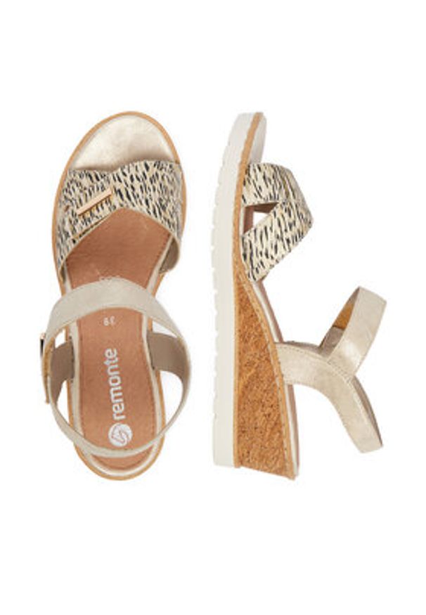 Remonte Sandały CEO-R6266-90 Złoty. Kolor: złoty. Materiał: skóra, zamsz