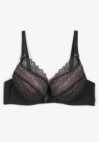 Renee - Ciemnozielony Biustonosz Push Up z Koronką i Regulowanymi Ramiączkami Tiavara. Kolor: zielony. Materiał: koronka. Rodzaj stanika: push-up. Wzór: koronka
