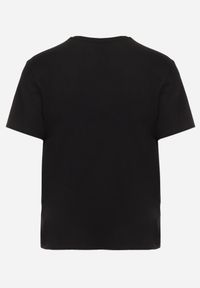 Born2be - Czarna Koszulka T-shirt z Bawełny z Ozdobnym Nadrukiem Daphileia. Okazja: na co dzień. Kolor: czarny. Materiał: bawełna. Długość: krótkie. Wzór: nadruk. Styl: casual #2