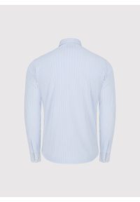 Pako Lorente - PAKO LORENTE - Błękitna koszula w prążek. Typ kołnierza: kołnierzyk włoski. Kolor: niebieski. Materiał: dzianina, poliester, bawełna. Długość rękawa: długi rękaw. Długość: długie. Wzór: prążki #3
