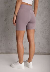 Renee - Fioletowe Szorty Kolarki High Waist Marerila. Okazja: na co dzień. Stan: podwyższony. Kolor: fioletowy. Długość: krótkie. Styl: sportowy, casual #5
