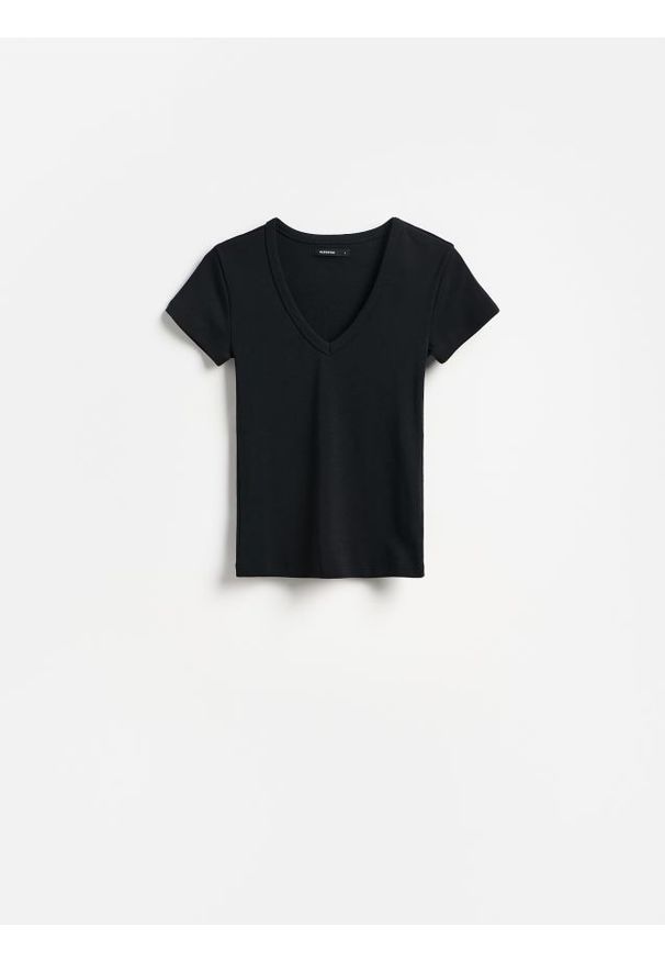 Reserved - T-shirt z bawełną - czarny. Kolor: czarny. Materiał: bawełna