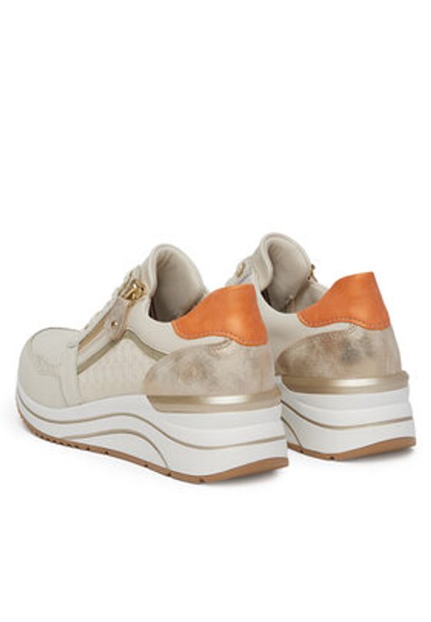 Remonte Sneakersy D0T10-80 Écru. Materiał: skóra