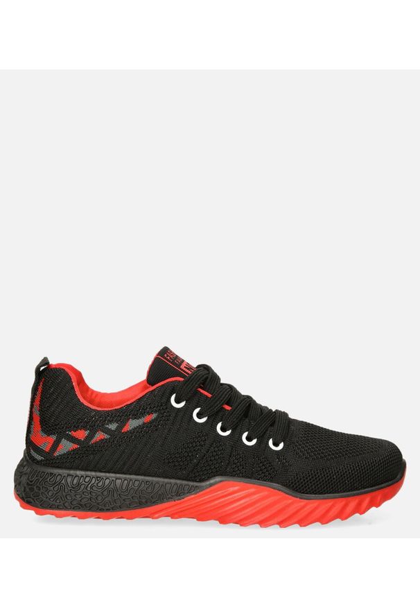 Casu - Czarne buty sportowe sznurowane casu 20o15/br. Kolor: czarny, wielokolorowy, czerwony