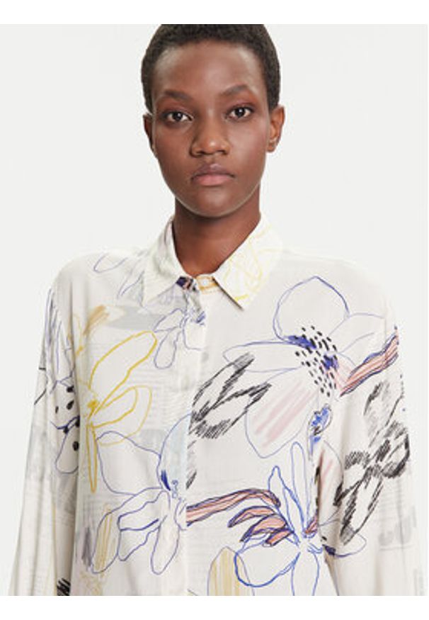 Desigual Koszula Newsarty 25WWCW14 Biały Loose Fit. Kolor: biały. Materiał: wiskoza