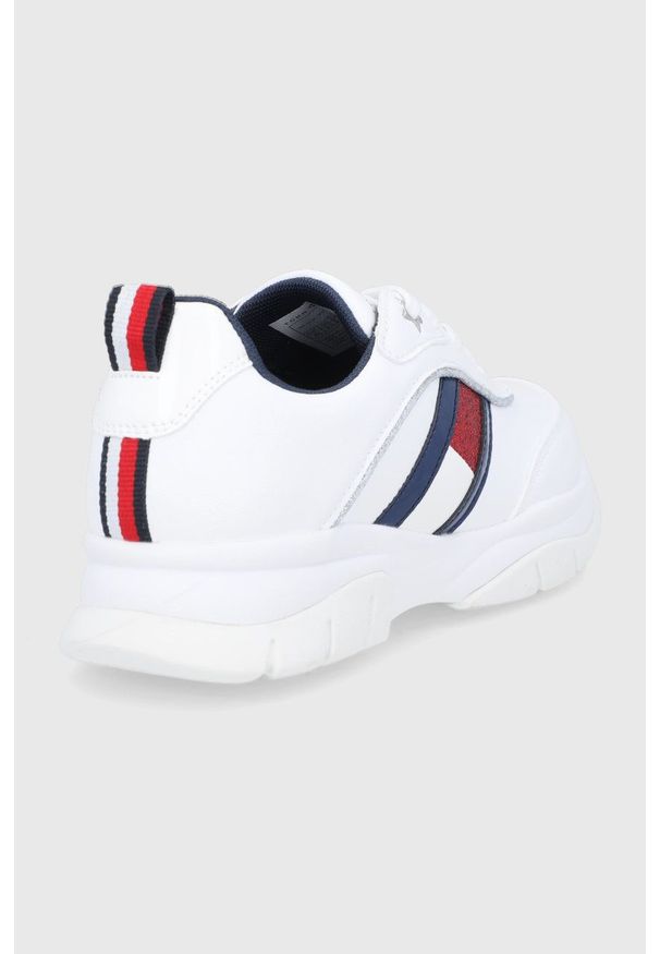 TOMMY HILFIGER - Tommy Hilfiger Buty dziecięce kolor biały. Nosek buta: okrągły. Zapięcie: sznurówki. Kolor: biały. Obcas: na platformie