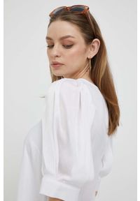 DKNY - Dkny bluzka damska kolor biały gładka. Kolor: biały. Materiał: materiał. Długość: krótkie. Wzór: gładki. Styl: klasyczny #4