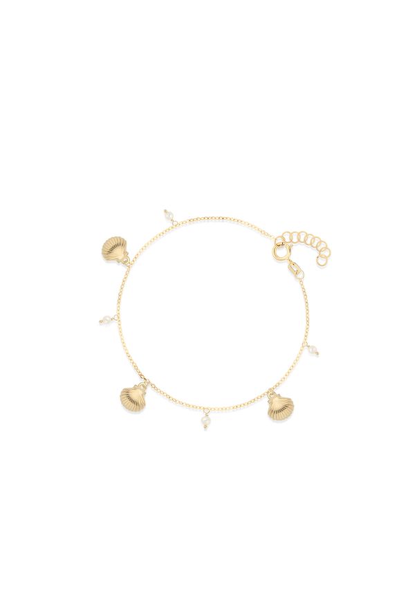 W.KRUK - Bransoletka złota Santorini. Materiał: złote. Kolor: złoty. Wzór: ażurowy, ze splotem. Kamień szlachetny: perła