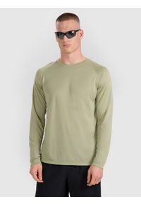 4f - 4F Longsleeve do biegania szybkoschnący męski - oliwkowa M. Kolor: brązowy, wielokolorowy, oliwkowy. Materiał: włókno, skóra, materiał. Długość rękawa: długi rękaw. Długość: krótkie