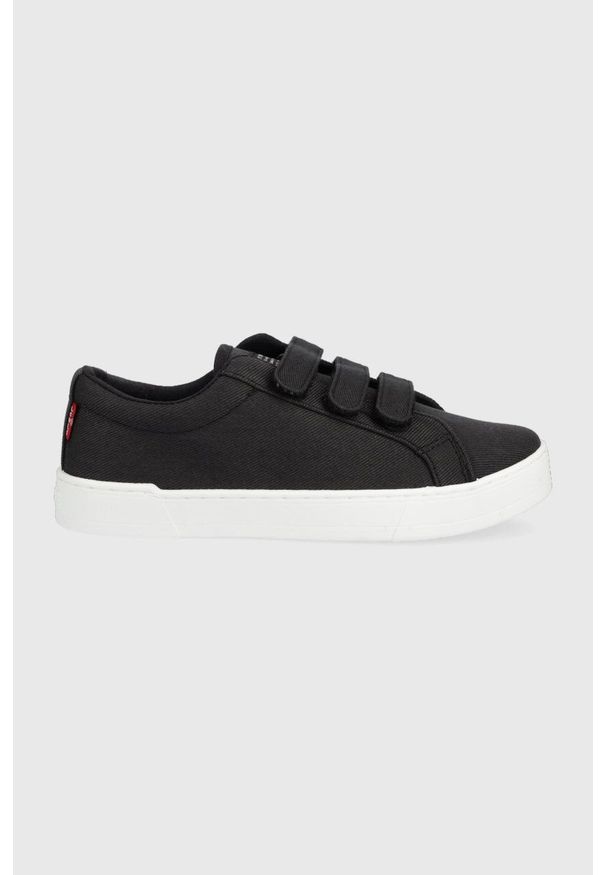 Levi's® - Levi's tenisówki Malibu 2.0 Velcro damskie kolor czarny. Okazja: na spotkanie biznesowe. Nosek buta: okrągły. Kolor: czarny. Materiał: guma. Styl: biznesowy